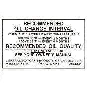 Canada Oil Change Decals And Tags
